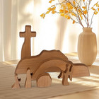 Empty Tomb Easter Scene And Cross Decoration  Wooden Easter Resurrection Scene S