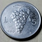 Italy - Lire 5 Uva Dall anno -  1950 - Grapes Uncirculated Coin B217