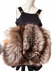 Silver Fox Fur Hand Muff Vintage Real Fur Winter Accessory Zip Pocket
