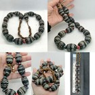 Antique African Trade Glass Wonderful Beads  Necklace White Eye Pattern Strand