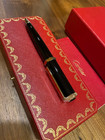 Cartier Black Silver Metal Ballpoint Pen Luxury Writing Instrument New Box