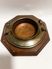 Antique 19th Century Italian Copper And Brass Brazier With Wood Base