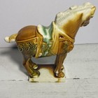 Vintage Chinese Tang Dynasty War Horse Figurine 1950 Sancai Drip Glaze