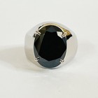 Certified 10 Ct  Oval Cut Black Diamond Solitaire Ring In 925 Sterling Silver
