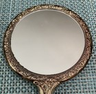 Vtg Towle Silverplate Over Brass Ornate Vanity Hand Held 9 5    Mirror Rose Signed