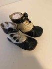 Antique Baby Shoes 4 Button Black   White Leather