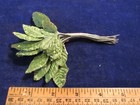 Vintage Green 2  Velvet Leaves 12pc Bunch Millinery Artificial Leaf Lot Cc8a