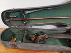 Antique Violin W  Bow   Case Mother Of Pearl Frog For Repair Or Restoration