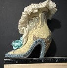 1980s French Handmade Antique Miniature Shoe Of Fabric And Lace