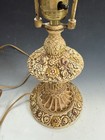 Antique 1920 Boudoir Floral Barbola Metal Art Nouveau Deco Victorian Table Lamp