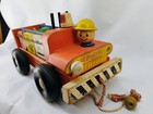 Vintage Playskool Wooden Pull Toy  Rare Road Worker With Signs 