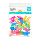Bag Of 25 Pencil Top Cap Erasers  5 Colors  Blue  Yellow  Pink  Green  Orange
