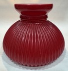 Vintage Ruby Red Cased Ribbed Glass Hurricane Oil Kerosene Student Lamp Shade
