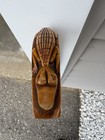 Antique Wooden Walking Stick With Carved Head Snake Vintage