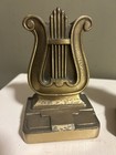 Vintage Brass Art Deco Harp Bookends pmc philadelphia Manuf Co mid Century 5 5 
