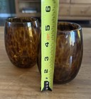 Set Of 2 Stemless Amber Tortoise  leopard Pattern 10 Oz Wine Glasses  Tumblers 