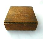 Shabby Antique  Pyrography Burnt Wood Hankie Box With Cherries