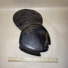 Vintage Wooden Tribal Hand Carved Dark Brown Wood Wall Decor Art Retro Style 13   