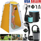 Portable Camping Shower Kit 6000mah Rechargeable Pump Filtered Head Tent Privacy