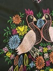 Mexican Cotton Black Puebla Blouse Shirt L Xl Embroidered Peacock Multi Color
