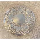 Vintage Sterling Silver Repousse Floral Round Pocket Mirror Vanity Accessory