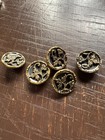 Antique Victorian Black   Gold Metal Buttons   Vine Leaf    Button Lot 6qty