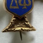 Vintage Saint Anthony Delta Psi Pin Frat sorority Gold Skull Crossbones