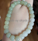 Certified 100  Untreated Hetian Nephrite Jade Bracelet Genuine Jade 8mm 7 5   