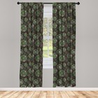 Sage Window Curtains  Abstract Dandelion Floral Garden Growth Inspired Retro    