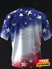 Custom Name Usa25 - Rwb - Bowling Jersey Short   Long Sleeve Shirt All Size