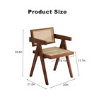Modern Mid Century Dining Chair  Rattan Accent Chair With Armrest  Comfy Wood Ar
