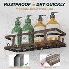Adhesive Shower Caddy shower Shelves With Soap Holder And 12 Hooks rustproof    