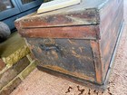 Old Antique Pine Chest  Vintage Wooden Storage Trunk  Blanket Box  Coffee Table 