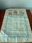 Vintage 1988 Teddy Bear Linen Tea Towel Calendar Kitchen Towel Cottagecore