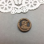 Antique Sewing Button Metal Warrior God Goddess Helmet 2 Head Jupiter Minerva  