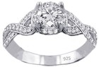 Wedding Ring Women Set Engagement Silver Real 925 Sterling Jewelry Natural Band