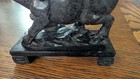 20th Chinese Black Jade Carved Boy On Water Buffalo With Stand  Heavy-incredible
