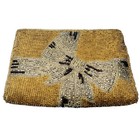 Vintage  neiman Marcus  Beaded Clutch Purse - Gold W silver Bow Design  Elegant