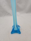 Vintage Blue White Cased Glass Bud Vase Hand Blown 10  Footed
