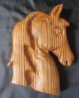 Vintage Horse Head Cryptomeria Wood Carved Burnt Wood  Retro Wall Art Mcm Usa