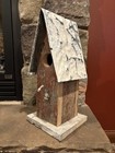 Functional Birdhouse Vintage White Tin Tile Roof  Barn Wood And Antique Hook