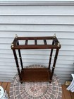 Vintage Bombay Company Mahogany brass Umbrella Stand W faux Bamboo  Missing Tray