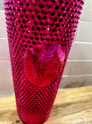 Starbucks 2022 Christmas Pink Bling Studded Tumbler 24 Oz Cold Cup