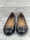 Clarks Indigo Shoes Womens Size 9 5m Bronze Black Leather Cap Toe Comfort Flats