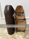 Medieval Brown Leather Greaves Armor - Viking Renaissance Cosplay Leg Guards