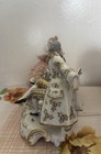 Rare Antique German Dresden Porcelain Lace Couple Having Tea