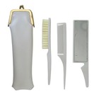 Vintage  new  1970 s Purse Grooming Set Brush Comb Mirror With Cream Case