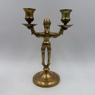 Set Of 2 Solid Brass Russian Cossack Soldier Vintage Candle Holders Candelabra