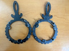 Set Of 2 Vintage Round Cast Iron 3 Footed Frame Wall Hanging Trivets 8 x4 5 