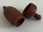 Folk Art  Wood Thimble Holder W Lid Vintage Miniature Sewing Acorn  Shape Treen
